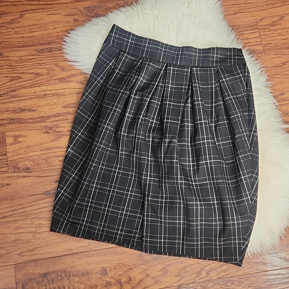 Vintage JPR Black Plaid Pleated Uniform Midi Skirt - Picture 4 of 4